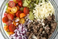Cheeseburger Chopped Salad with Tangy Dill Pickle Vinaigrette