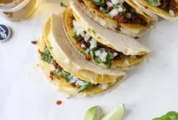 Queso Fundido Tacos: Melted Cheese Tacos with Chorizo and Salsa