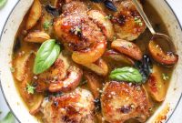 One-Pan Peach and Basil Chicken Skillet Recipe