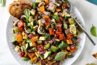 Grilled Chopped Garden Vegetables with Garlic Toast Recipe