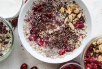 Cranberry Dark Chocolate Overnight Oats Made with Leftover Sauce