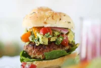 Guacamole-Stuffed Turkey Burgers with Lime Cilantro Flavor