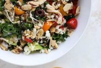 Mediterranean Kale and Quinoa Chicken Salad with Lemon Vinaigrette