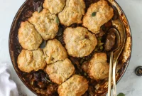 Guinness Pot Pie with Beer-Bread Biscuits