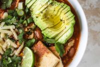 Chicken Taco Soup with Crispy Cheese Quesadilla Croutons
