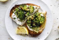 Roasted Broccoli Toast with Red Pepper and Lemon Zest