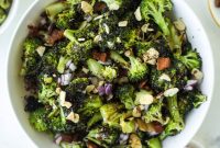 Grilled Broccoli Crunch Salad with Lemon Parmesan Dressing