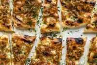 Caramelized Onion & Garlic Butter Grilled Focaccia Recipe