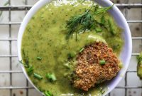 Crispy Oven-Fried Pickles with Green Goddess Ranch Dip