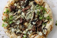Steakhouse Grilled Pizza with Charred Onions and Mozzarella