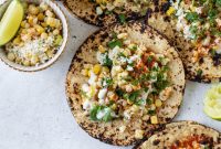 Crispy Street Corn & Jicama Tacos with Garlic-Lime Mayo