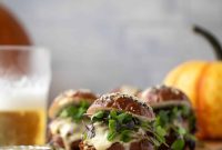 Pumpkin Beer Brisket Melts on Pretzel Rolls