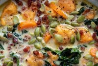 Creamy Sweet Potato Chowder with Bacon and Herbs