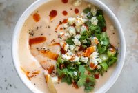 Creamy Buffalo Cauliflower Soup Recipe with Tangy Ranch Swirl
