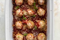 Baked Chicken Parmesan Meatballs with Roasted Garlic Spaghetti Recipe