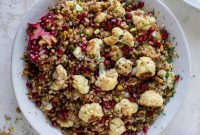 Roasted Caauliflower Farro with Pomegranate and Pistachios