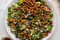 Crispy Roasted Chickpea Chopped Salad with Lemon Tahini Dressing