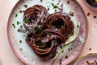 Bucatini in Red Wine Sauce with Pancetta and Parmesan