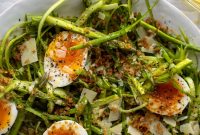 Parmesan-Asparagus with Soft-Boiled Eggs and Brown Butter Breadcrumbs