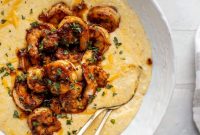 Cajun Honey-Mustard Shrimp with Creamy Cheddar Grits