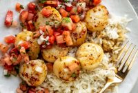 Garlic Butter Scallops with Fresh Watermelon Salsa