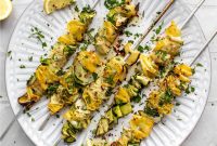 Spicy Lemon Garlic Butter Zucchini Ribbon Skewers
