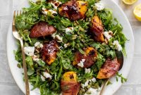 Grilled Prosciutto-Wrapped Peaches with Arugula and Goat Cheese