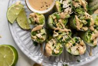 Avocado Chicken Summer Rolls with Coconut-Peanut Dipping Sauce