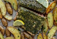 Sheet-Pan Pesto Salmon with Lemon-Thyme Roasted Potatoes