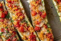 Bruschetta Quinoa-Stuffed Zucchini Boats Recipe
