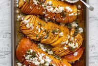 Spicy Honey Hasselback Butternut Squash with Feta & Pepitas