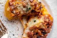 Bolognese-Stuffed Bell Peppers with Melty Cheese