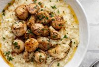 Herb Brown-Butter Scallops with Champagne Risotto