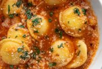 Weeknight Ravioli Soup with Spinach and Parmesan