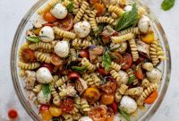Layered Grilled Chicken Caprese Pasta Salad Recipe