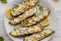 Grilled Zucchini Stuffed with Herbed Goat Cheese