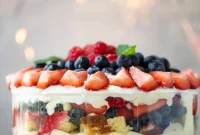 Triple Berry Trifle with Fresh Raspberry Sauce
