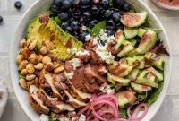 Grilled Chicken and Blueberry Salad with Herb-Sugared Marcona Almonds