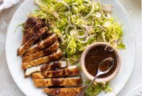 Pork Schnitzel with Carolina Gold BBQ Sauce and Brussels Slaw