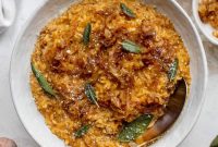 Pumpkin Risotto with Apple Cider–Caramelized Onions