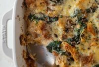 Overnight Croissant Breakfast Casserole with Ham & Cheese