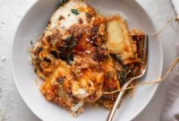 Baked Burrata Spinach Ravioli with Garlic Herb Crumbs