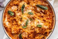 Cheesy Baked Tomato Basil Orzo Casserole Recipe