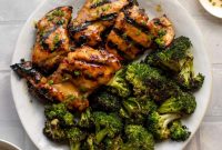 Grilled Honey Mustard Chicken with Charred Broccoli