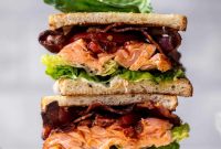 Grilled Salmon Club with Charred Scallion Mayo Recipe