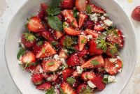 Strawberry Salad with Feta, Mint & Black Pepper for Summer