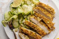 Crispy Pistachio-Crusted Chicken with Zucchini Ribbon Salad