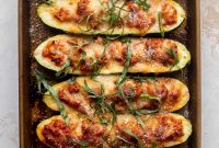 Garlic Butter Zucchini Boats Stuffed with Bolognese