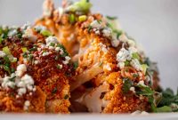Crispy Whole Roasted Buffalo Cauliflower with Tangy Sauce