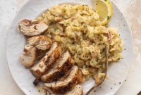 Lemon Baked Pasta with Crispy-Seared Chicken